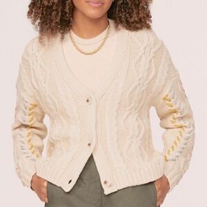 Michael Stars Hadley Cotton Blend Chunky Cable Knit Cardigan sz Medium
